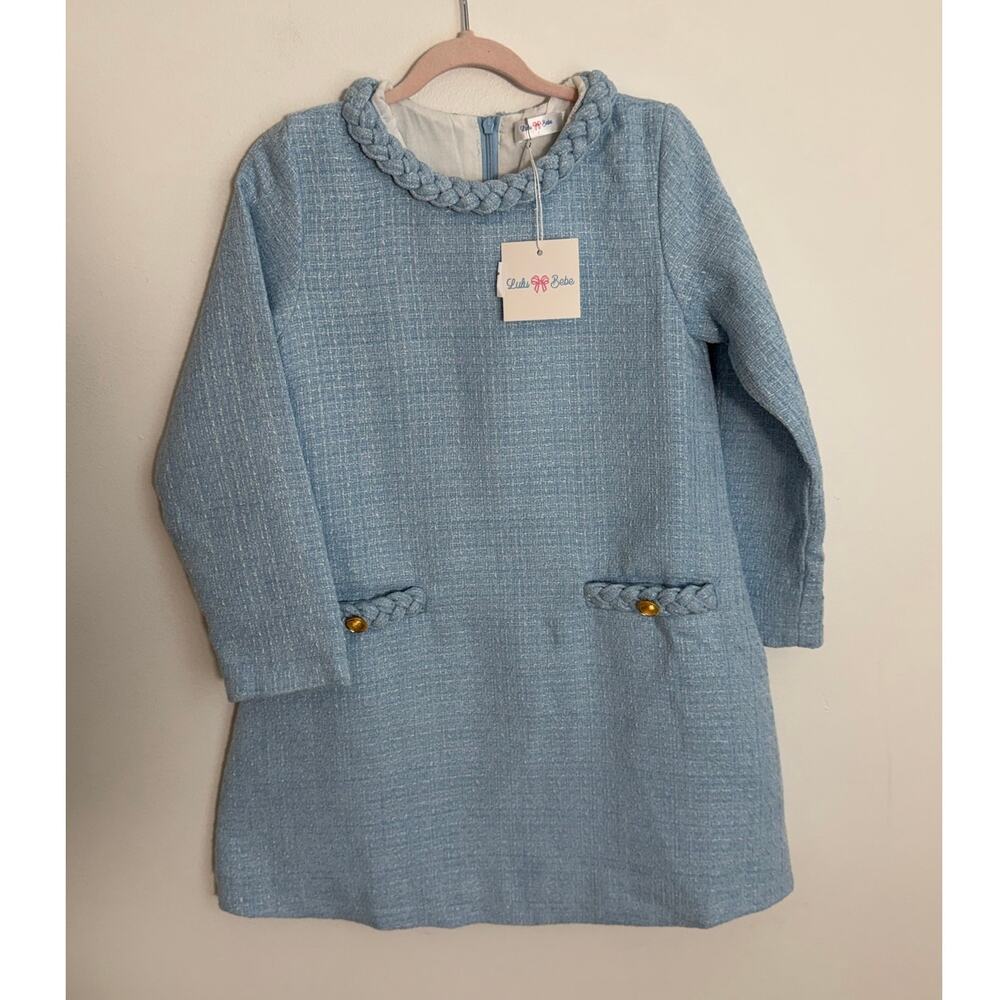 Lulu Bebe Audrey Blue Braided Tweed Dress‎ NWT size 7 $76